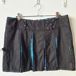 Tripp reversible blue plaid and black skirt